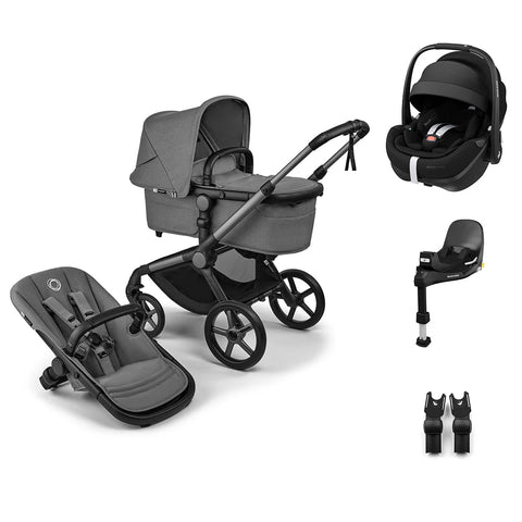 Bugaboo Fox 5 Renew & Maxi Cosi Pebble 360 Pro V2 Travel System - Graphite/Moon Grey