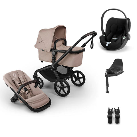 Bugaboo Fox 5 Renew & Cybex Cloud T Travel System - Black/Desert Taupe Melange