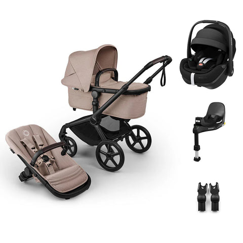 Bugaboo Fox 5 Renew & Maxi Cosi Pebble 360 Pro V2 Travel System - Black/Desert Taupe Melange