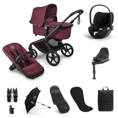 Bugaboo Fox 5 Renew & Cybex Cloud T Ultimate Newborn Bundle - Black/Dark Cherry
