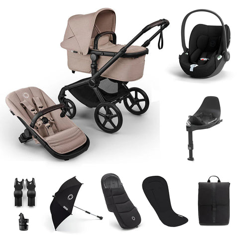 Bugaboo Fox 5 Renew & Cybex Cloud T Ultimate Newborn Bundle - Black/Desert Taupe Melange