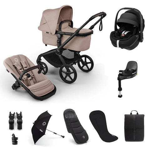 Bugaboo Fox 5 Renew & Maxi Cosi Pebble 360 Pro 2 Ultimate Newborn Bundle - Black/Desert Taupe Melange