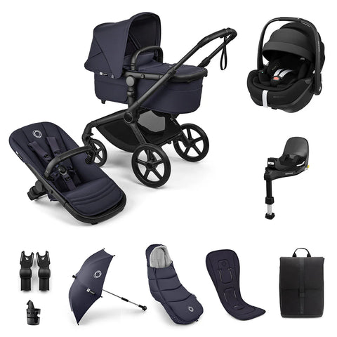 Bugaboo Fox 5 Renew & Maxi Cosi Pebble 360 Pro 2 Ultimate Newborn Bundle - Black/Deep Indigo