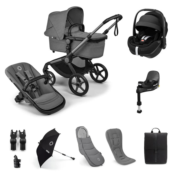 Bugaboo Fox 5 Renew & Maxi Cosi Pebble 360 Pro 2 Ultimate Newborn Bundle - Graphite/Moon Grey