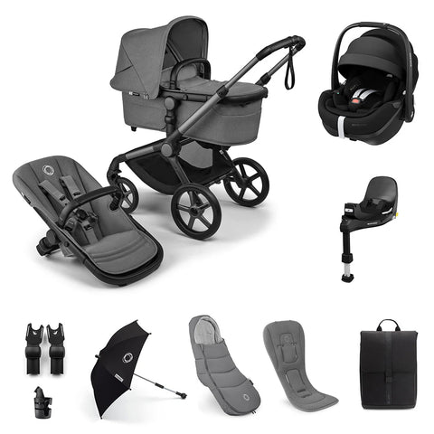 Bugaboo Fox 5 Renew & Maxi Cosi Pebble 360 Pro 2 Ultimate Newborn Bundle - Graphite/Moon Grey