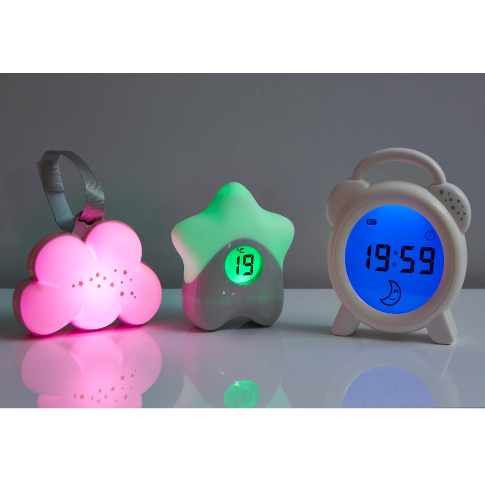Horloge D'apprentissage Du Sommeil PurFlo Snoozee - Veilleuse Bicolore Rouge/bleue Rechargeable Pour Enfants - Aide Aux Routines De Coucher - 2
