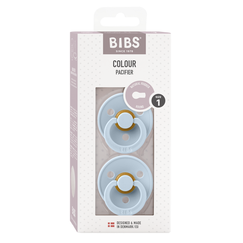 Bibs Colour Pacifiers Pack of 2 - Baby Blue/Baby Blue