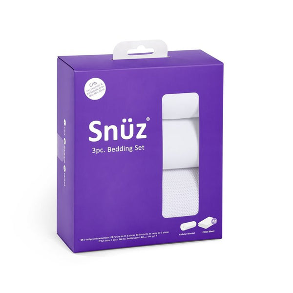 Snuz Crib Bedding Set with Cellular Blanket - White