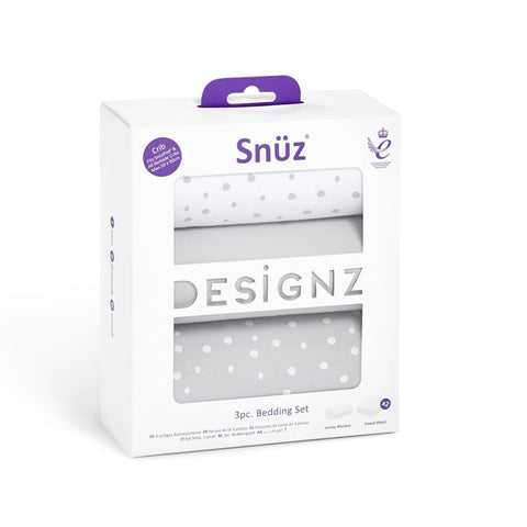 Snuz Crib Bedding Set - Grey Spots