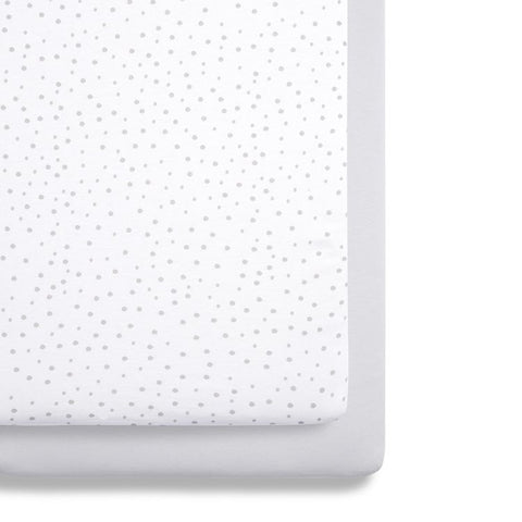 Snuz Crib Set of 2 Fitted Sheets - Grey Spots