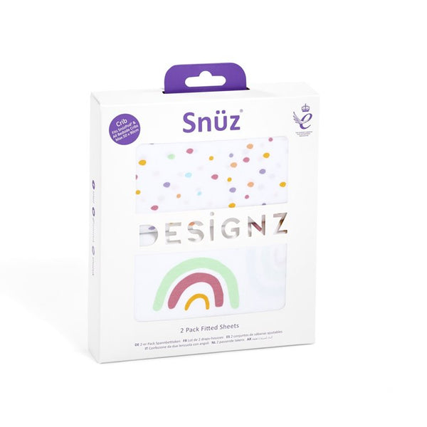 Snuz Crib Set of 2 Fitted Sheets - Colour Rainbow