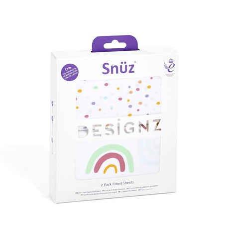 Snuz Crib Set of 2 Fitted Sheets - Colour Rainbow