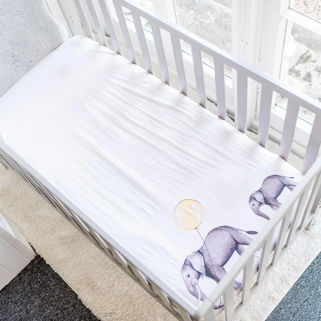 The Gilded Bird Cot Cotbed Organic Cotton Fitted Sheet Elephant Parade Bumpstart Babyshop