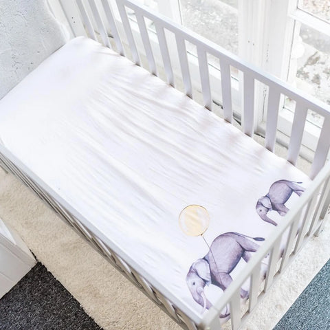 The Gilded Bird Cot/Cotbed Organic Cotton Fitted Sheet - Elephant Parade