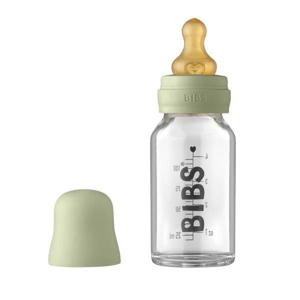 Bibs Glass Baby Bottle Complete Set - Sage 110ml