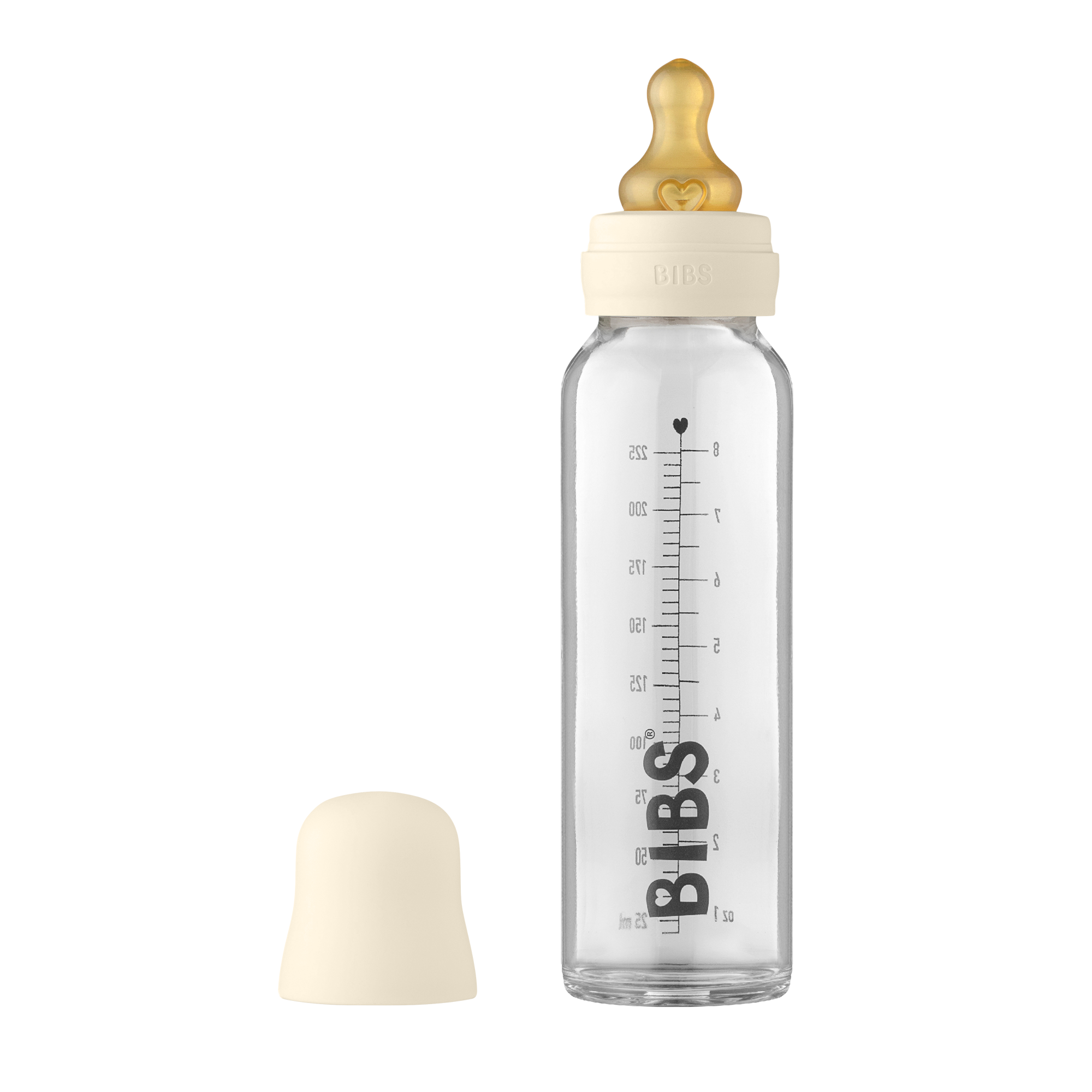 Bibs Glass Baby Bottle Complete Set Ivory 225ml Bumpstart Babyshop