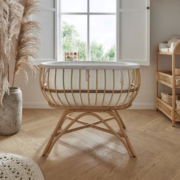 CuddleCo Aria Rattan Crib - Natural