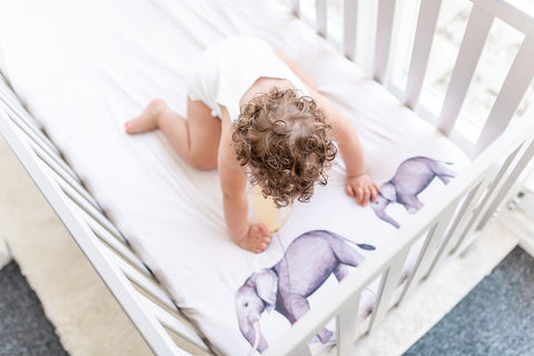 The Gilded Bird Cot/Cotbed Organic Cotton Fitted Sheet - Elephant Parade