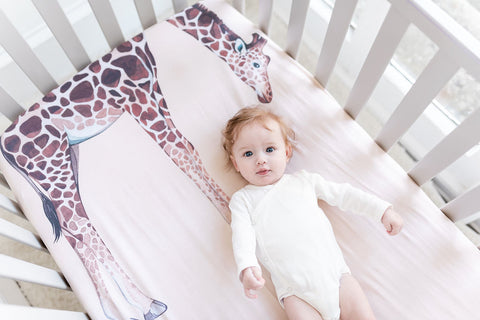 The Gilded Bird Cot/Cotbed Organic Cotton Fitted Sheet - Giraffe